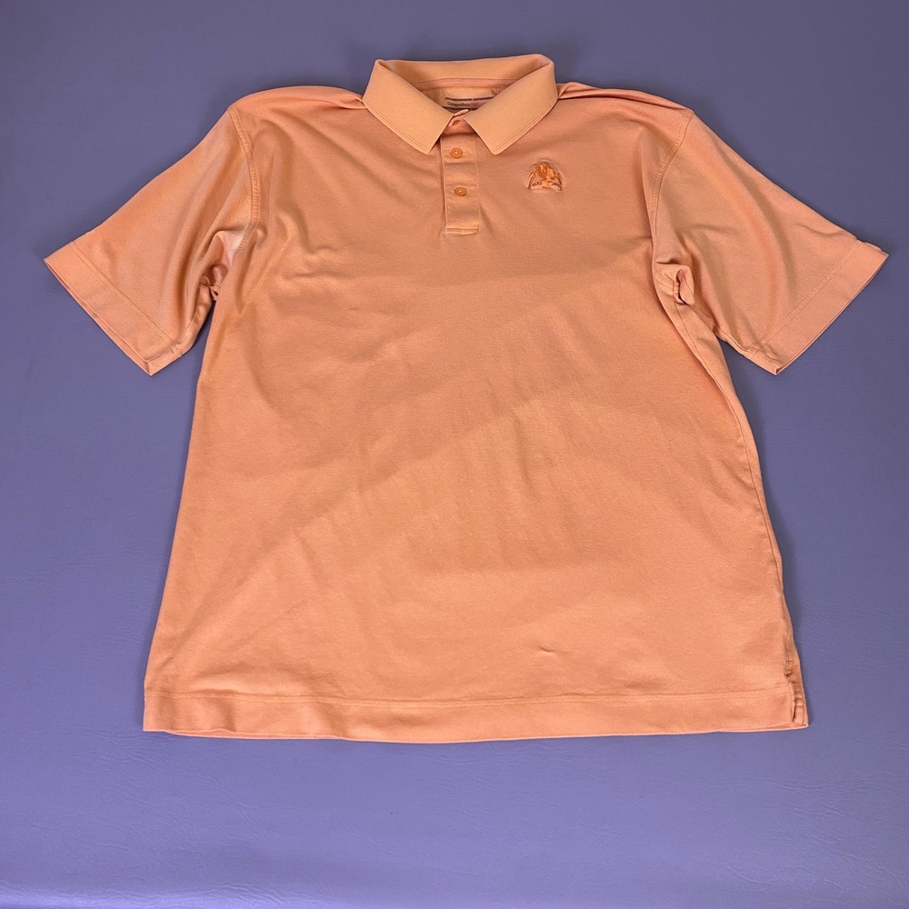Cutter & Buck Polo Shirt Mens‎ XL CB DryTec Peach Orange Griffin Logo Golf *Flaw